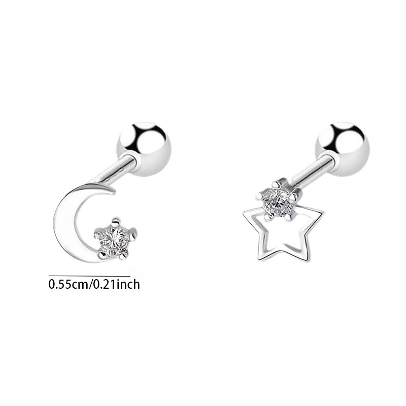 2pcs Women's S925 Pure Silver Rainbow Circle Earrings